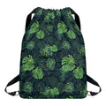 Monstera Palm Leaves Pattern Print Drawstring Backpack