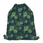 Monstera Palm Leaves Pattern Print Drawstring Bag