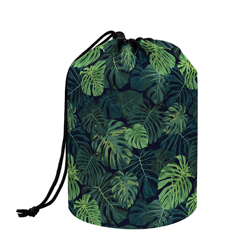 Monstera Palm Leaves Pattern Print Drawstring Makeup Bag