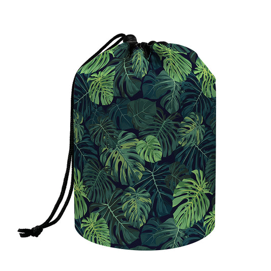 Monstera Palm Leaves Pattern Print Drawstring Makeup Bag