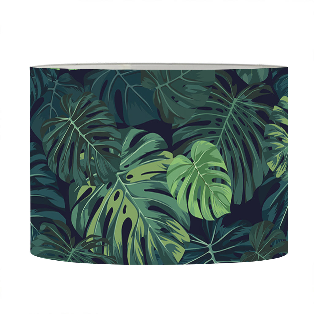 Monstera Palm Leaves Pattern Print Drum Lamp Shade