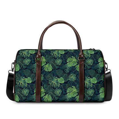 Monstera Palm Leaves Pattern Print Duffle Bag