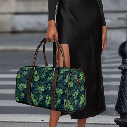 Monstera Palm Leaves Pattern Print Duffle Bag