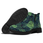 Monstera Palm Leaves Pattern Print Flat Ankle Boots