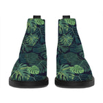 Monstera Palm Leaves Pattern Print Flat Ankle Boots