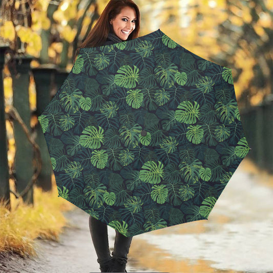 Monstera Palm Leaves Pattern Print Foldable Umbrella
