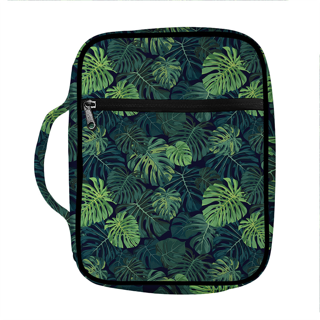 Monstera Palm Leaves Pattern Print Front Pocket Bible Bag