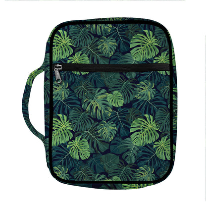Monstera Palm Leaves Pattern Print Front Pocket Bible Bag