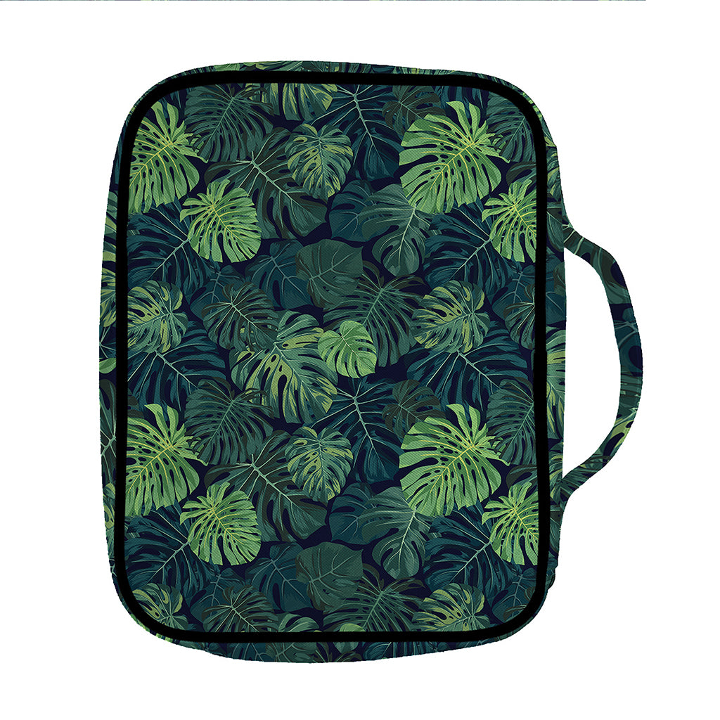 Monstera Palm Leaves Pattern Print Front Pocket Bible Bag