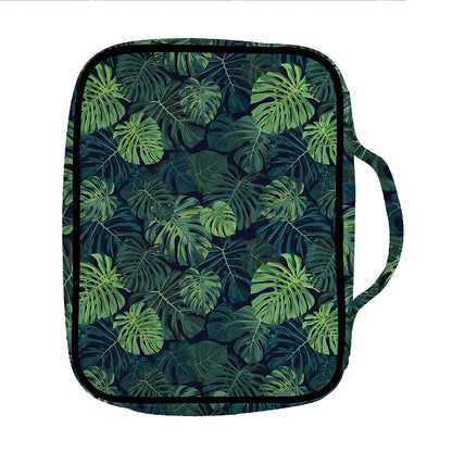 Monstera Palm Leaves Pattern Print Front Pocket Bible Bag