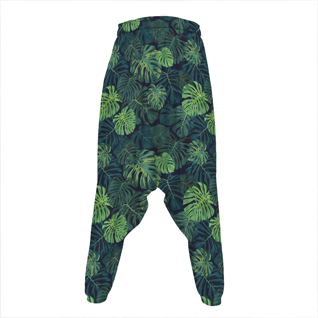 Monstera Palm Leaves Pattern Print Hammer Pants