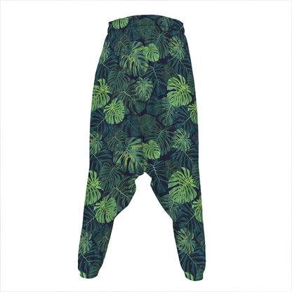 Monstera Palm Leaves Pattern Print Hammer Pants
