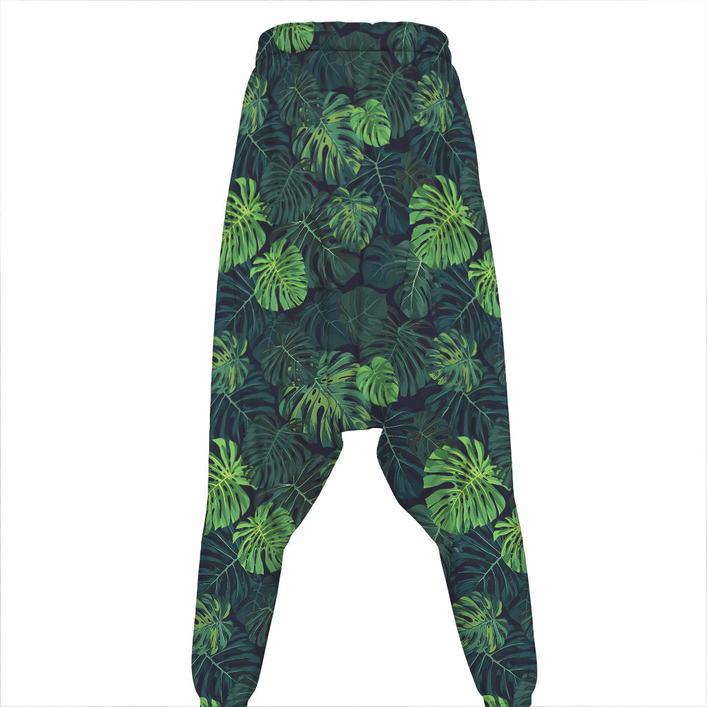 Monstera Palm Leaves Pattern Print Hammer Pants