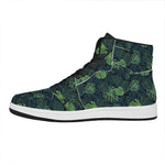 Monstera Palm Leaves Pattern Print High Top Leather Sneakers