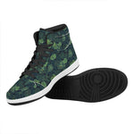 Monstera Palm Leaves Pattern Print High Top Leather Sneakers