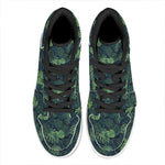Monstera Palm Leaves Pattern Print High Top Leather Sneakers