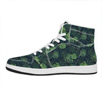 Monstera Palm Leaves Pattern Print High Top Leather Sneakers