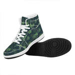 Monstera Palm Leaves Pattern Print High Top Leather Sneakers