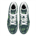 Monstera Palm Leaves Pattern Print High Top Leather Sneakers