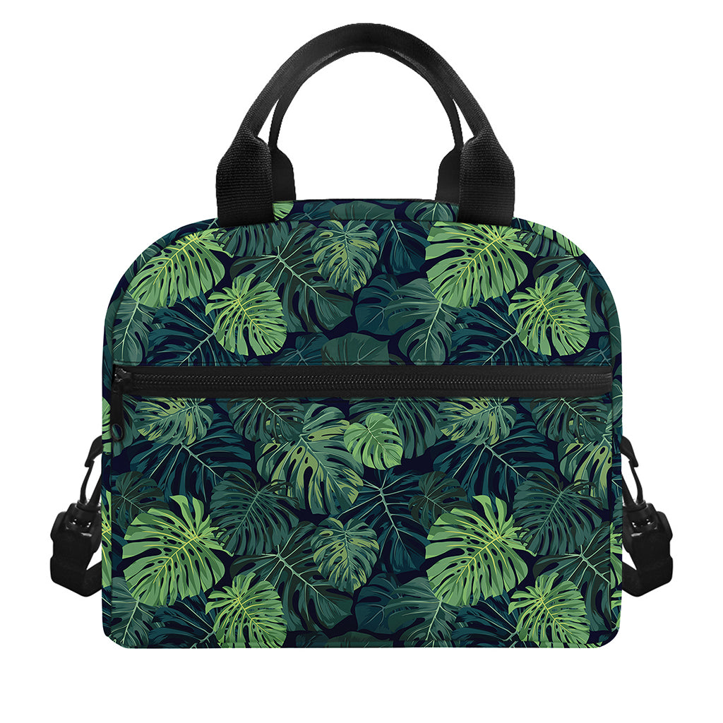 Monstera Palm Leaves Pattern Print Insulated Lunch Bag