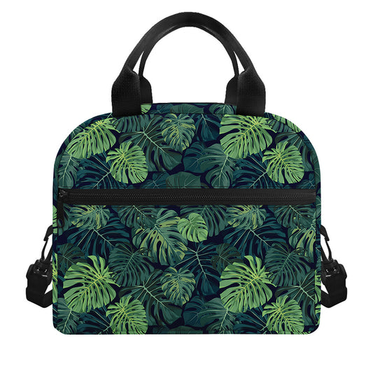 Monstera Palm Leaves Pattern Print Insulated Lunch Bag