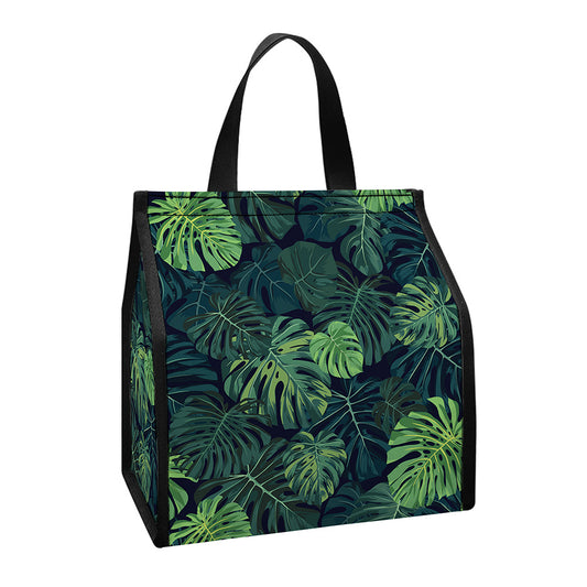 Monstera Palm Leaves Pattern Print Insulated Lunch Tote