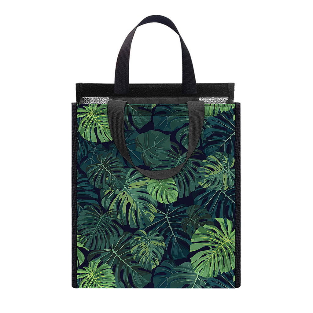 Monstera Palm Leaves Pattern Print Insulated Lunch Tote