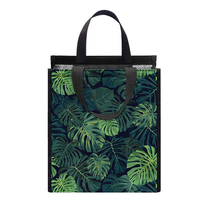 Monstera Palm Leaves Pattern Print Insulated Lunch Tote