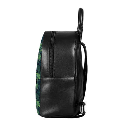 Monstera Palm Leaves Pattern Print Leather Backpack