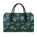 Monstera Palm Leaves Pattern Print Leather Duffel Bag