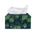Monstera Palm Leaves Pattern Print Leather Tissue Box Cover