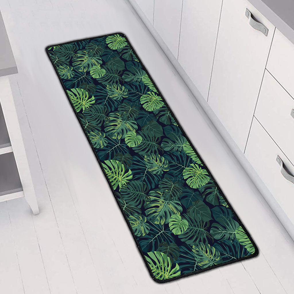 Monstera Palm Leaves Pattern Print Long Kitchen Mat
