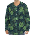 Monstera Palm Leaves Pattern Print Long Sleeve Baseball Jersey