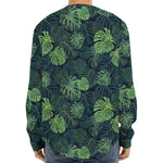 Monstera Palm Leaves Pattern Print Long Sleeve Baseball Jersey