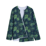 Monstera Palm Leaves Pattern Print Long Sleeve Short Coat