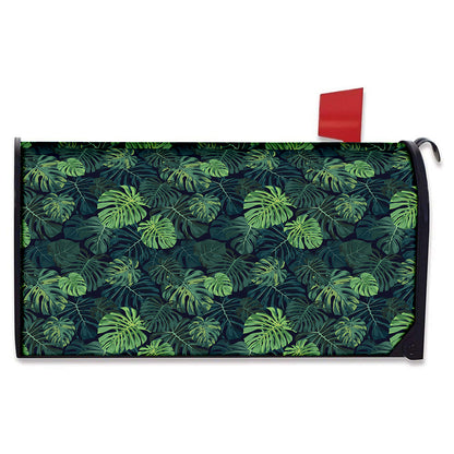 Monstera Palm Leaves Pattern Print Mailbox Cover