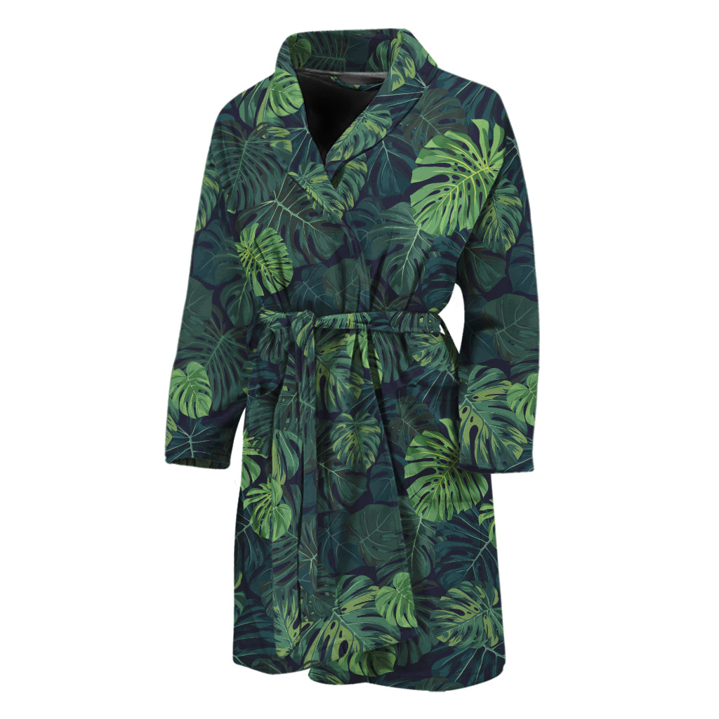 Monstera Palm Leaves Pattern Print Men's Bathrobe