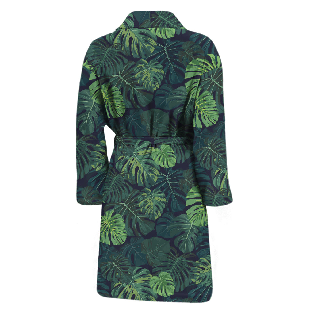 Monstera Palm Leaves Pattern Print Men's Bathrobe