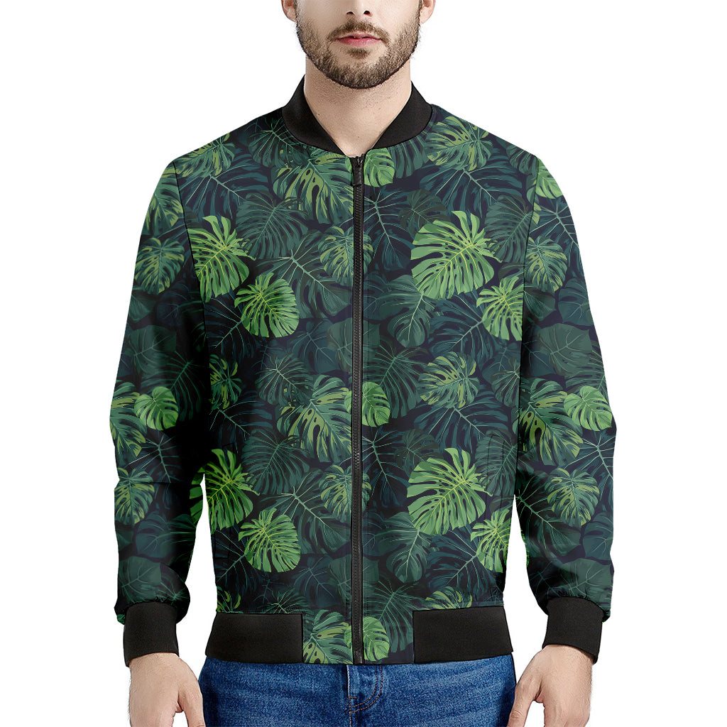 Monstera Palm Leaves Pattern Print Men's Bomber Jacket