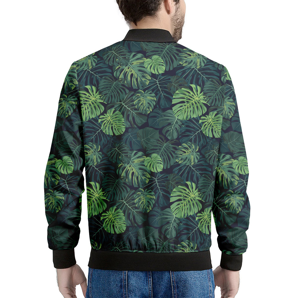 Monstera Palm Leaves Pattern Print Men's Bomber Jacket