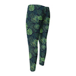 Monstera Palm Leaves Pattern Print Men's Compression Pants