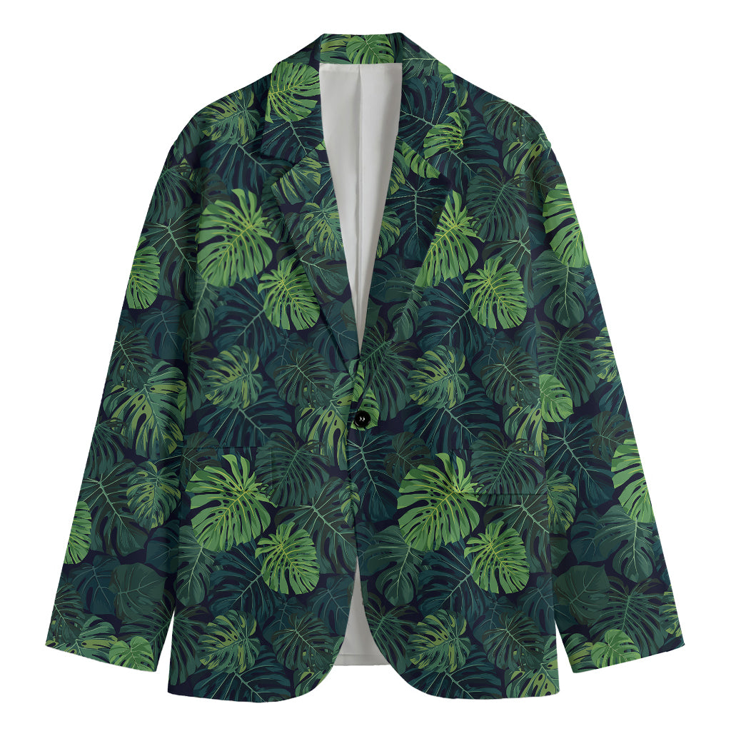 Monstera Palm Leaves Pattern Print Men's Cotton Blazer