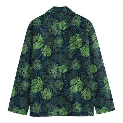 Monstera Palm Leaves Pattern Print Men's Cotton Blazer