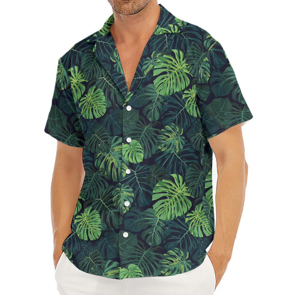 Monstera Palm Leaves Pattern Print Men's Deep V-Neck Shirt