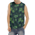 Monstera Palm Leaves Pattern Print Men's Fitness Tank Top