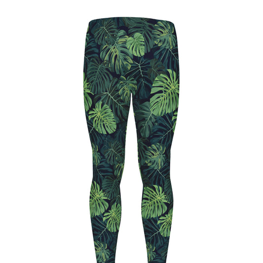 Monstera Palm Leaves Pattern Print Men's leggings