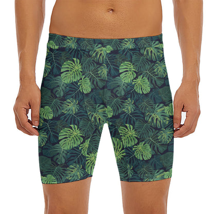 Monstera Palm Leaves Pattern Print Men's Long Boxer Briefs