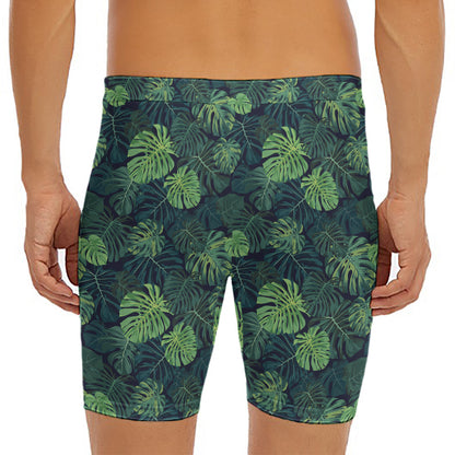 Monstera Palm Leaves Pattern Print Men's Long Boxer Briefs