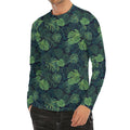 Monstera Palm Leaves Pattern Print Men's Long Sleeve Rash Guard