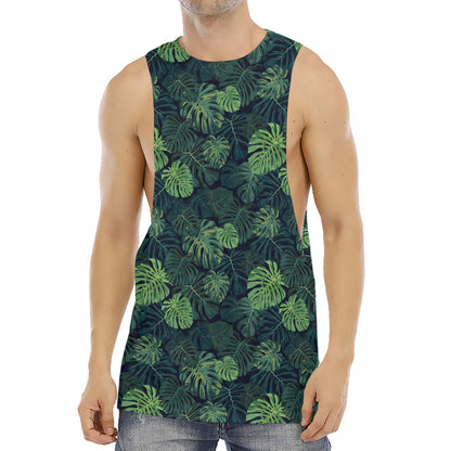 Monstera Palm Leaves Pattern Print Men's Muscle Tank Top